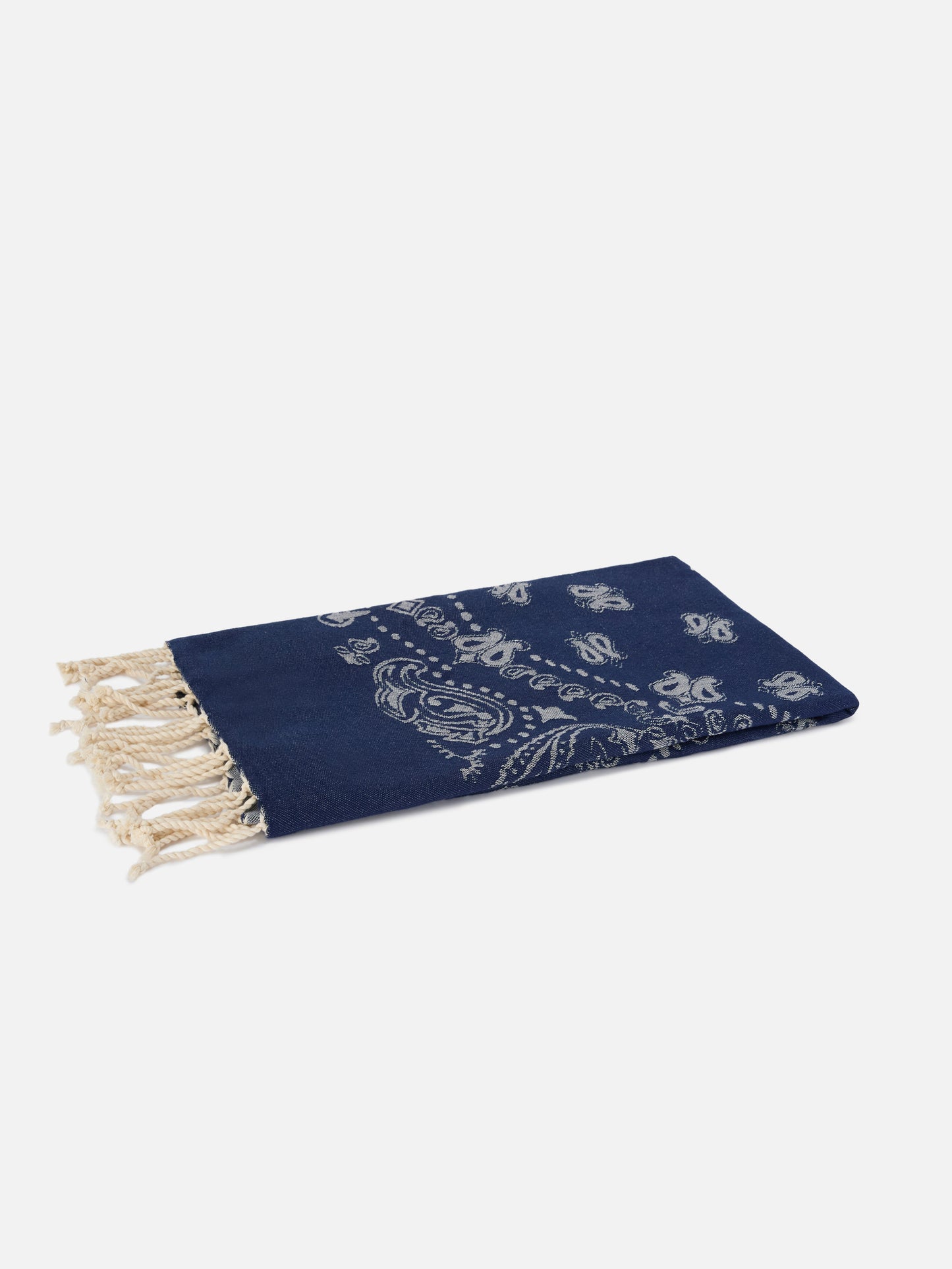 Toalla de playa de algodón Foutas Jaquard con motivo bandana azul marino
