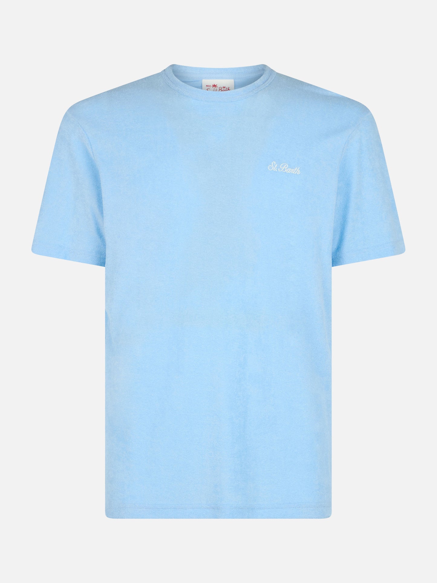 Hellblaues Frottee-T-Shirt Gary mit St. Barth-Stickerei