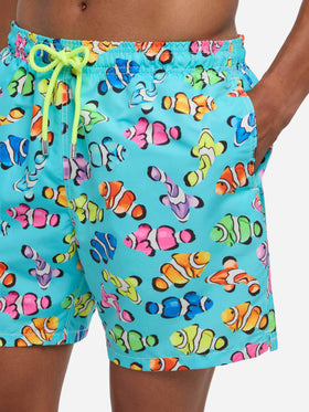 Man classic swim shorts with multicolor clownfish print