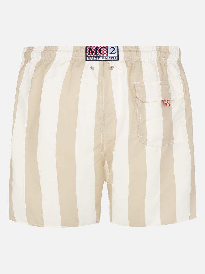 Mid-length striped Gustavia swim-shorts with St. Barth embroidery - MC2 Saint Barth