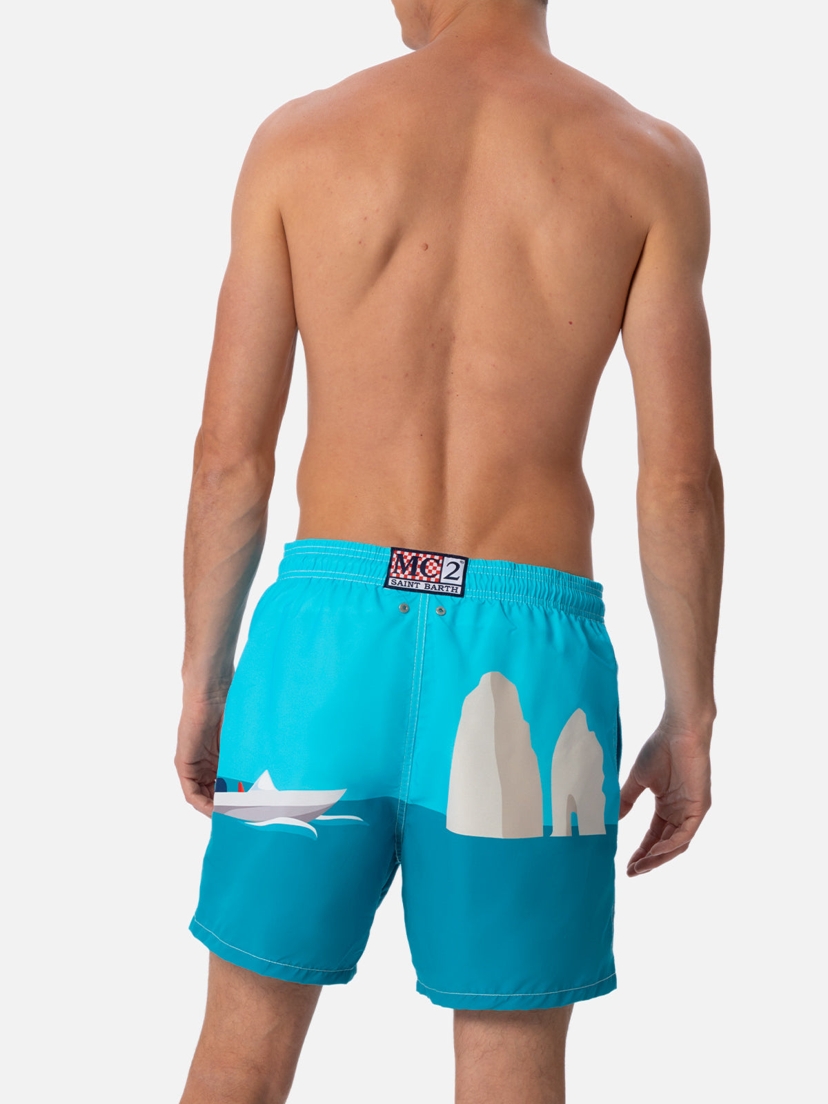 Man mid-length Gustavia swim-shorts with Capri placed print - MC2 Saint Barth