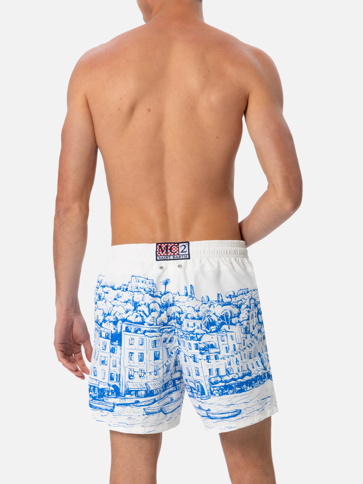 Man mid-length Gustavia swim-shorts with Portofino placed print - MC2 Saint Barth