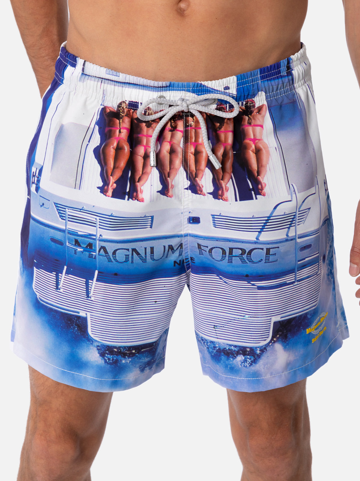 Man mid-length Gustavia swim-shorts with placed print| MAGNUM MARINE SPECIAL EDITION - MC2 Saint Barth