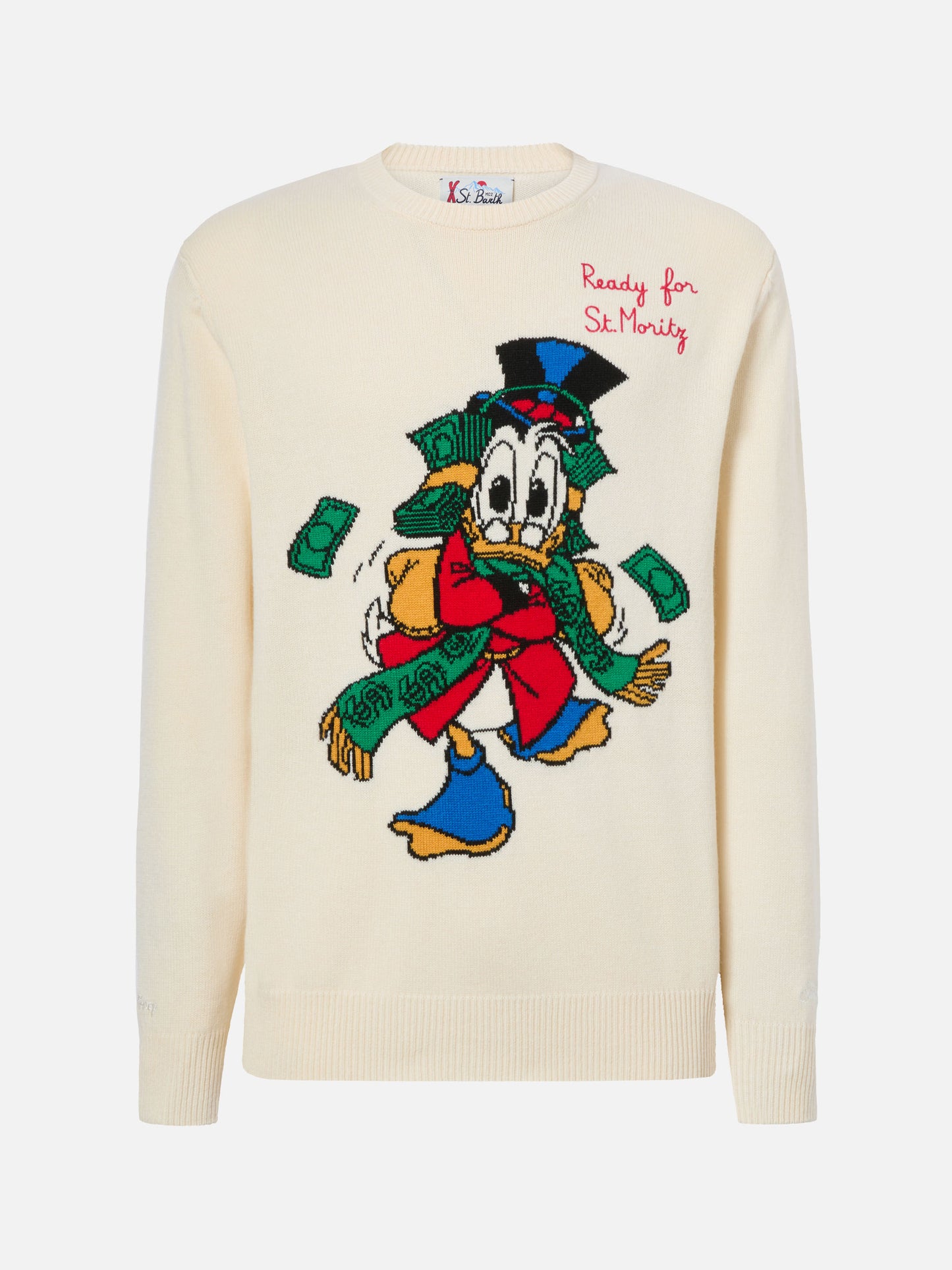 Weißer Heron-Pullover mit Onkel-Dagobert-Jacquardmuster | DISNEY SONDEREDITION