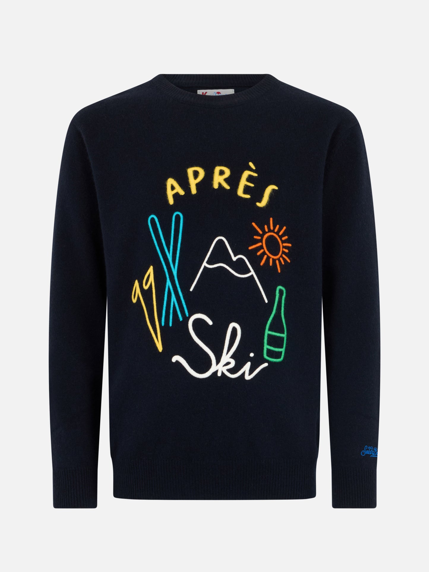 Man blue sweater Heron with Apres ski embroidery - MC2 Saint Barth