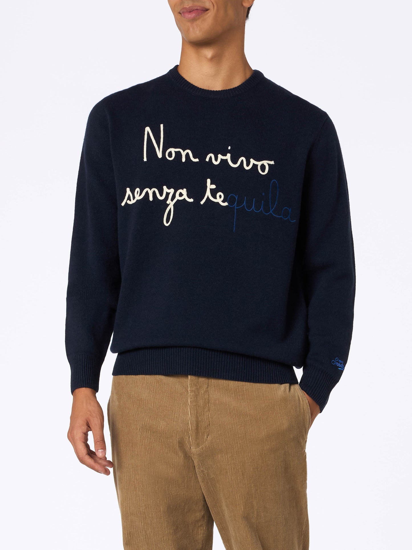Maglione girocollo Heron con ricamo Non vivo senza tequila