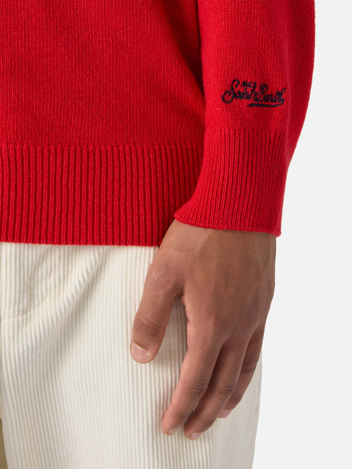 Red sweater Heron with Vacanze di Natale jacquard | VACANZE DI NATALE SPECIAL EDITION