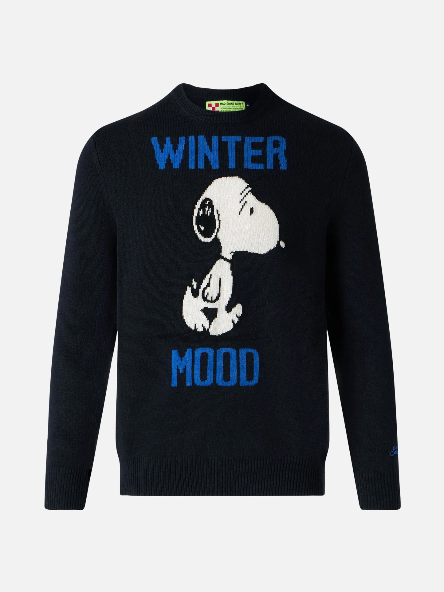 Blauer Pullover mit Reiher und Winterstimmung Snoopy Jacquard | SNOOPY - PEANUTS™ SONDEREDITION
