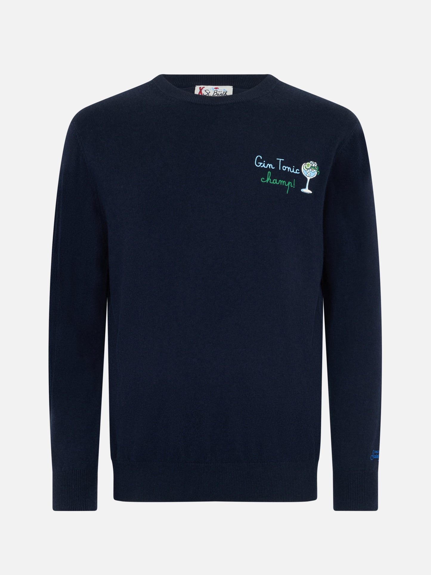 Man blue sweater Heron with Gin tonic champ embroidery - MC2 Saint Barth
