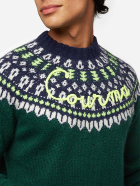 Alpaca sweater Heron Nordic Soft with fair isle jacquard and Courma embroidery - MC2 Saint Barth