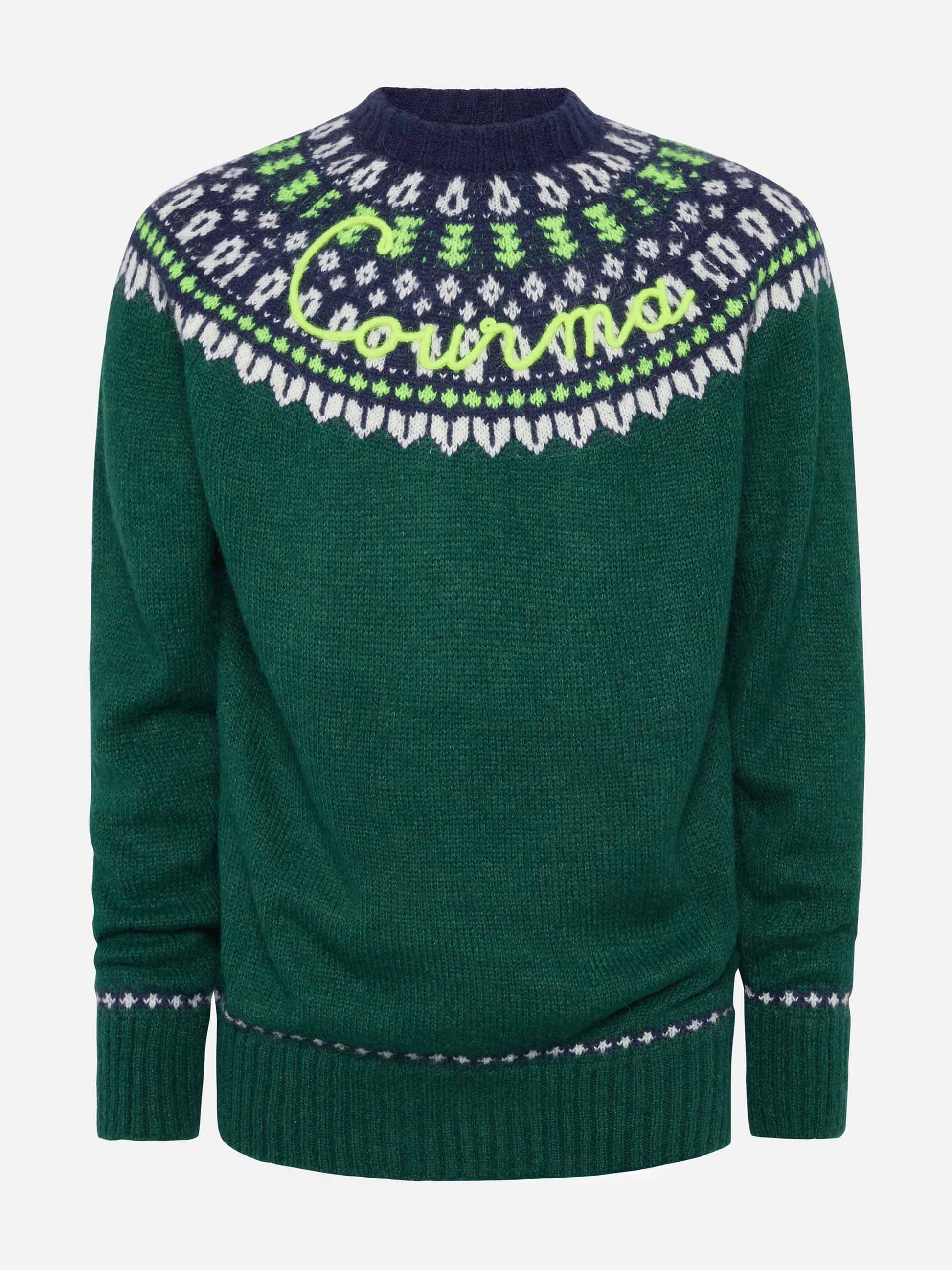 Alpaca sweater Heron Nordic Soft with fair isle jacquard and Courma embroidery - MC2 Saint Barth