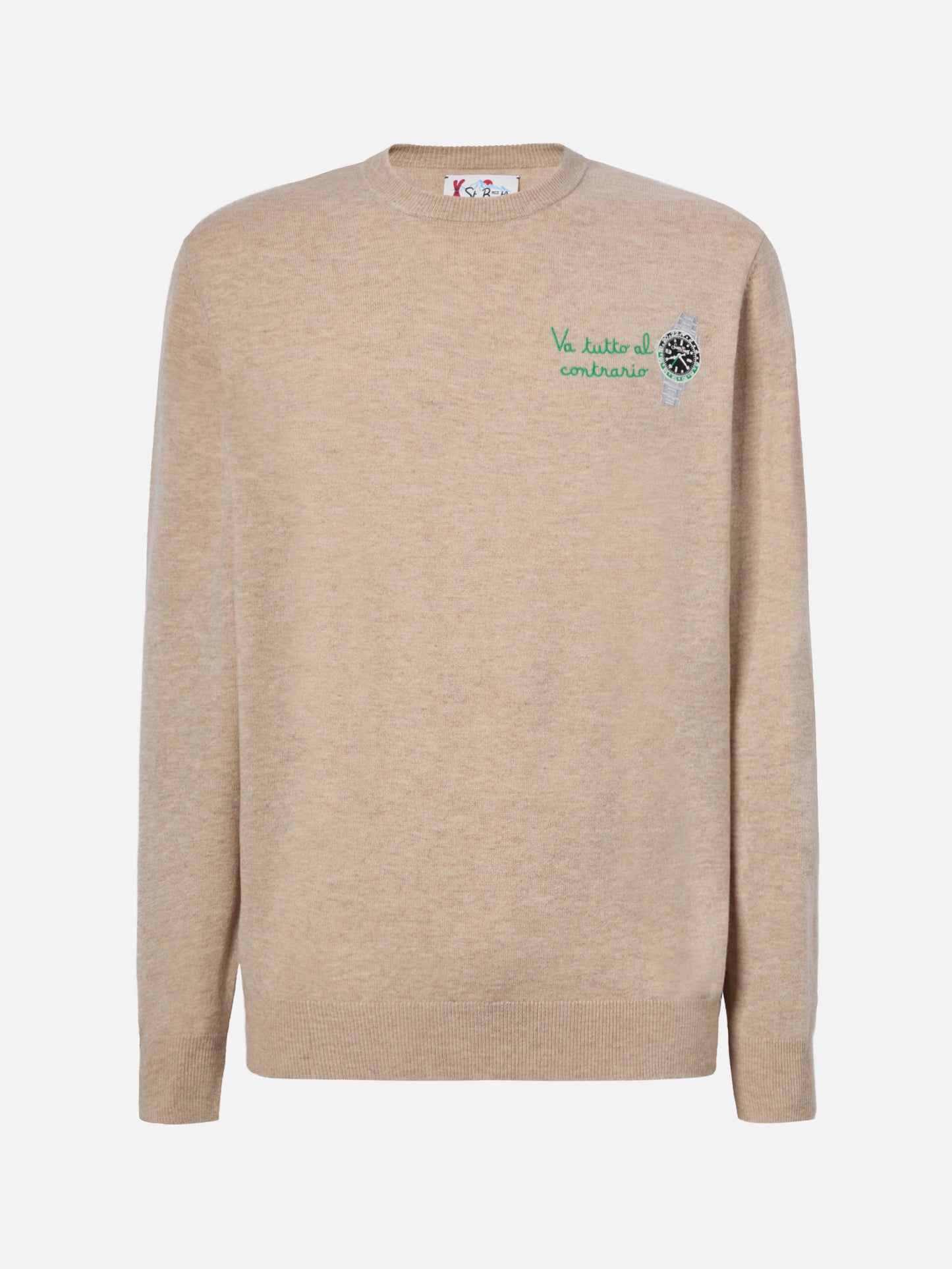 Maglione a girocollo Heron Light con ricamo Va tutto al contrario