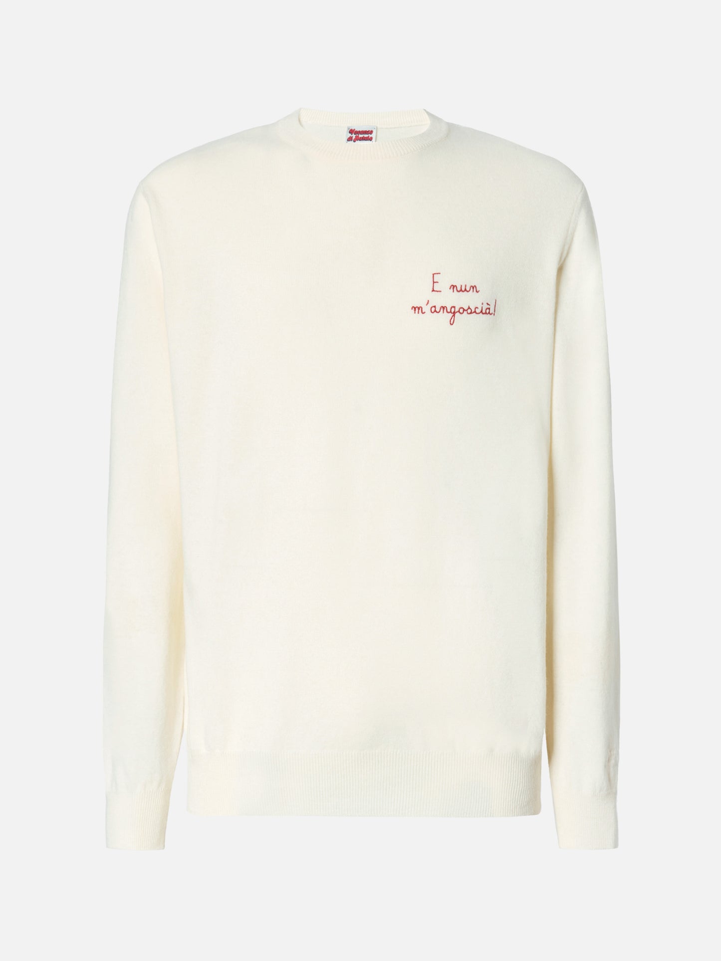 Crewneck sweater Heron Light with E nun m'angoscià embroidery | VACANZE DI NATALE SPECIAL EDITION