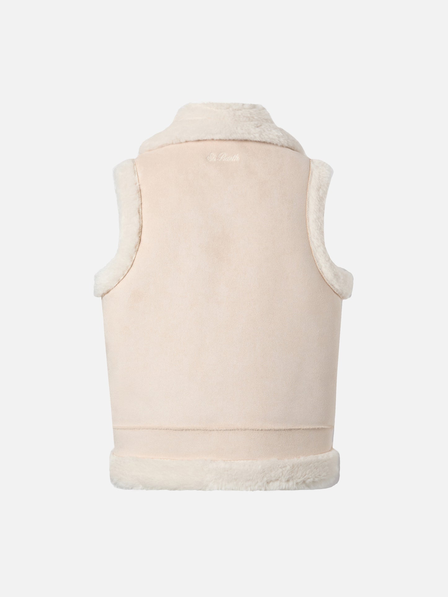Gilet Hesketh Jr in eco montone con ricamo texano