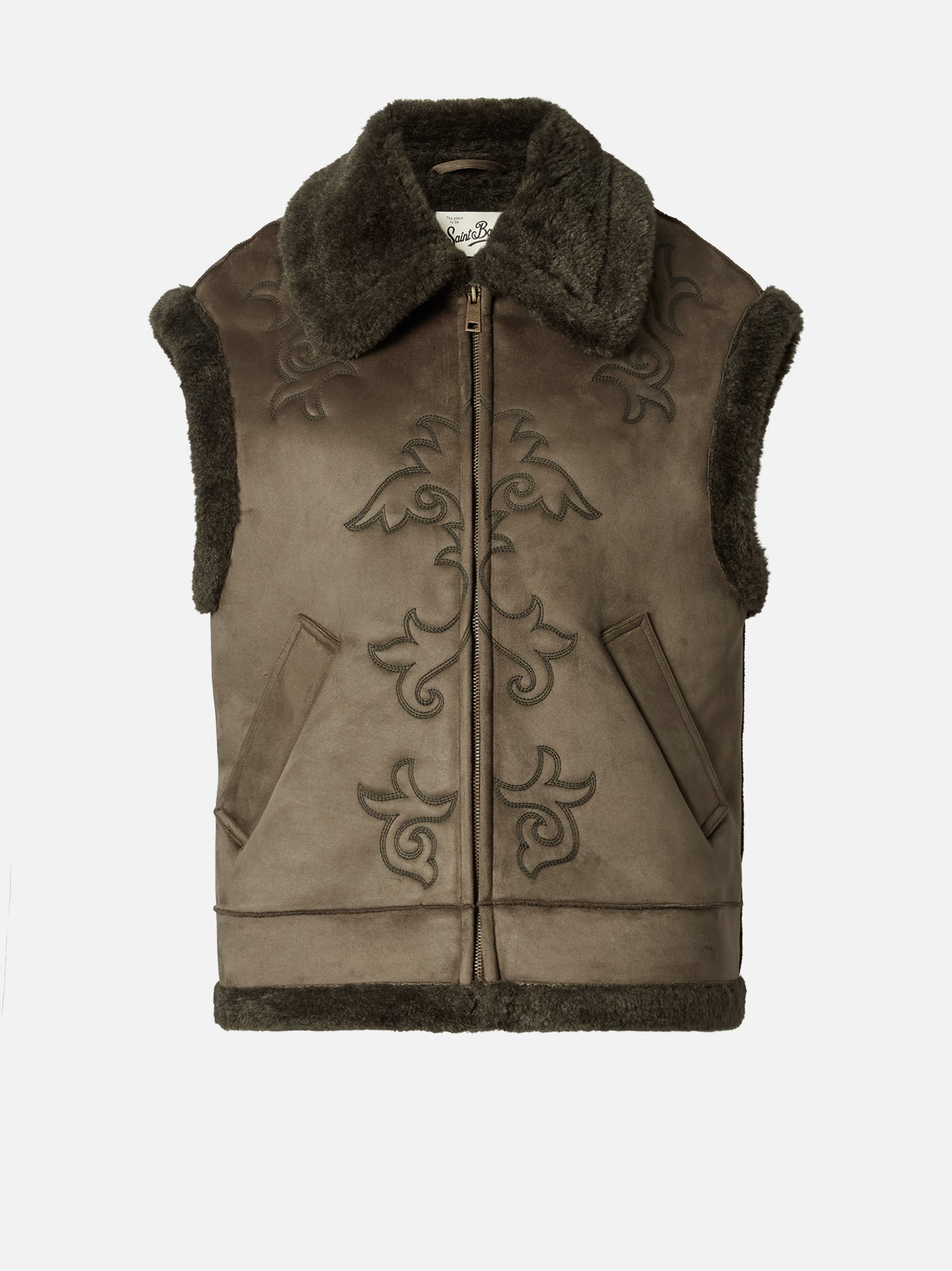 Hesketh faux-shearling gilet with western embroidery