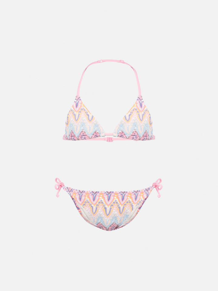 Bikini Holly a triangolo classico in tessuto raschel
