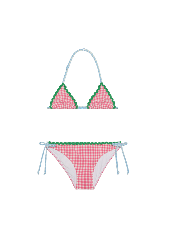 Bikini da bambina con bordo a onde