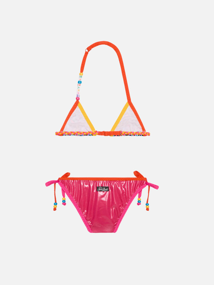 Bikini da bambina a triangolo con stampa leopardata