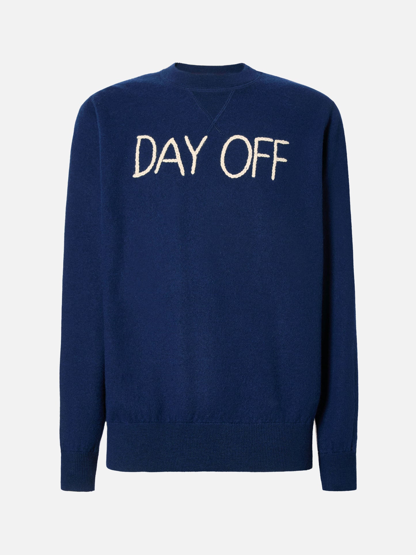 Suéter de punto con cuello redondo para hombre con bordado Day Off