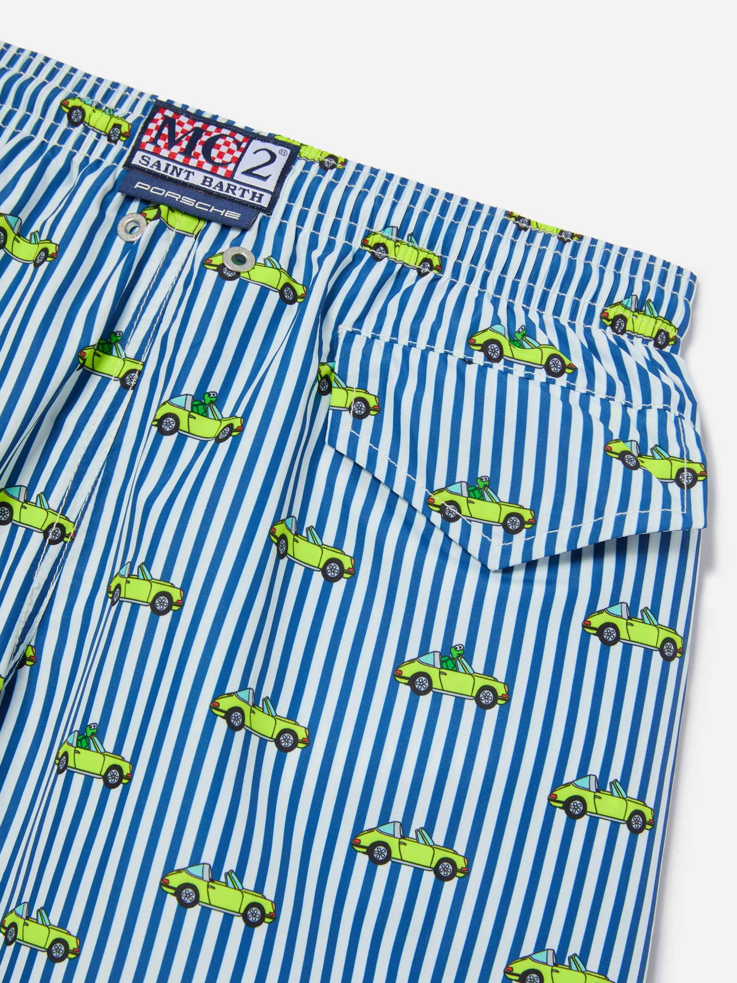Jean Lighting swim shorts with Porsche print on stripes | Special Edition