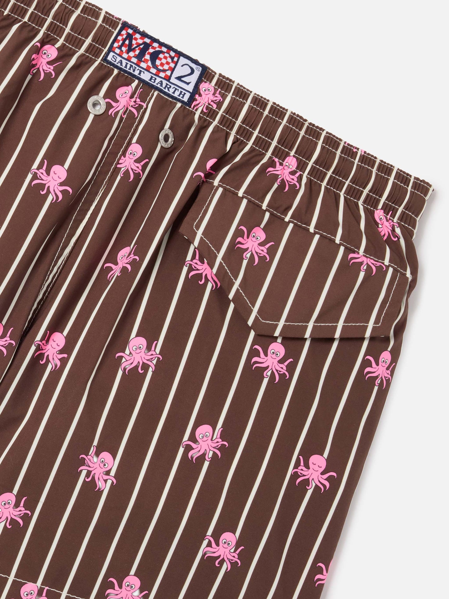 Short de bain Jean Lighting Stretch à rayures avec imprimé pieuvres all-over