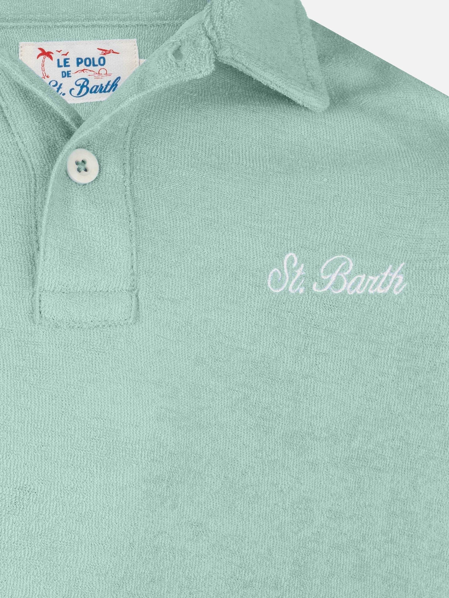 Jeremy Jr sage green terry polo shirt - MC2 Saint Barth