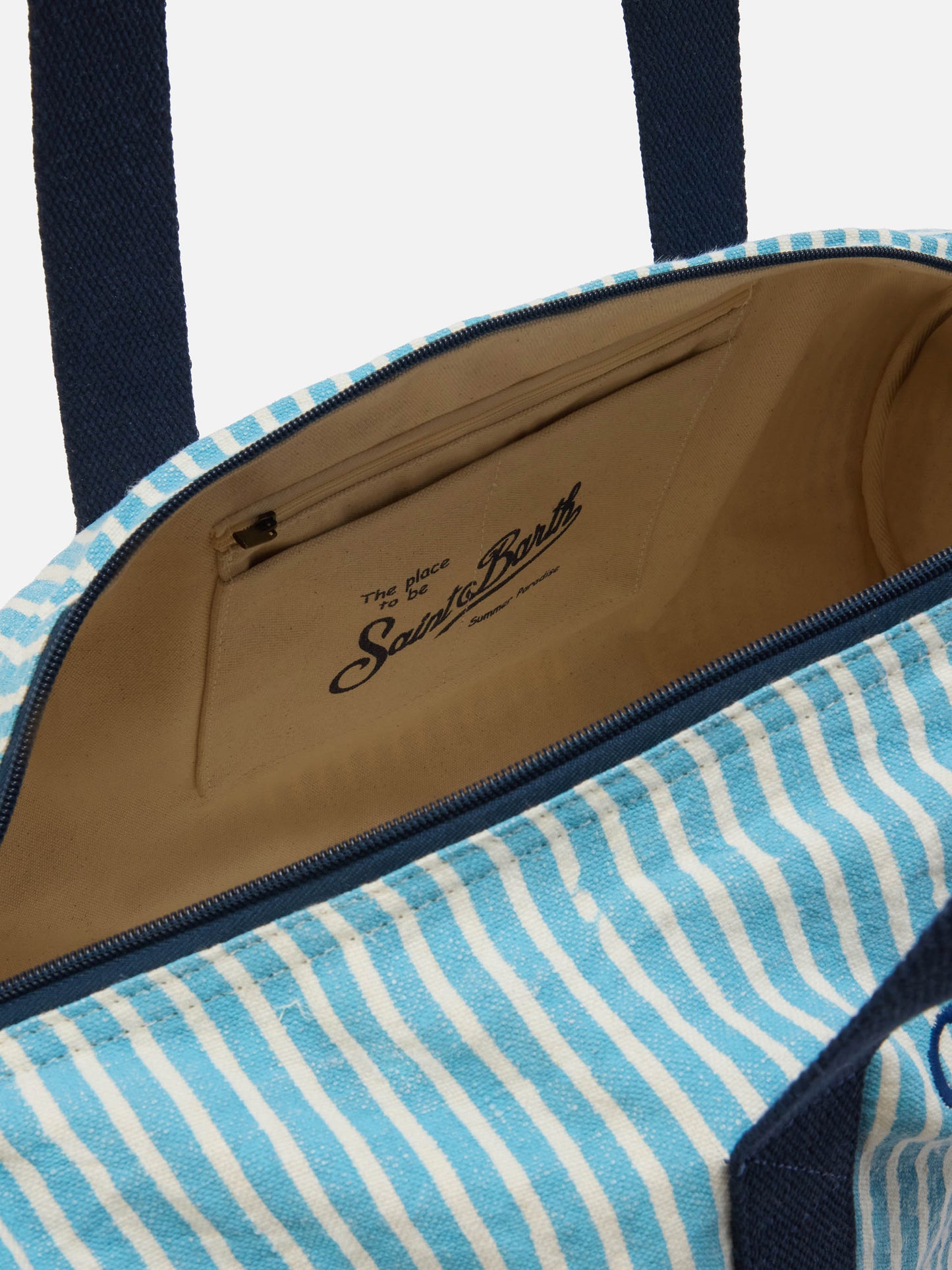 Borsone Round Jetleg in lino a righe blu e bianche