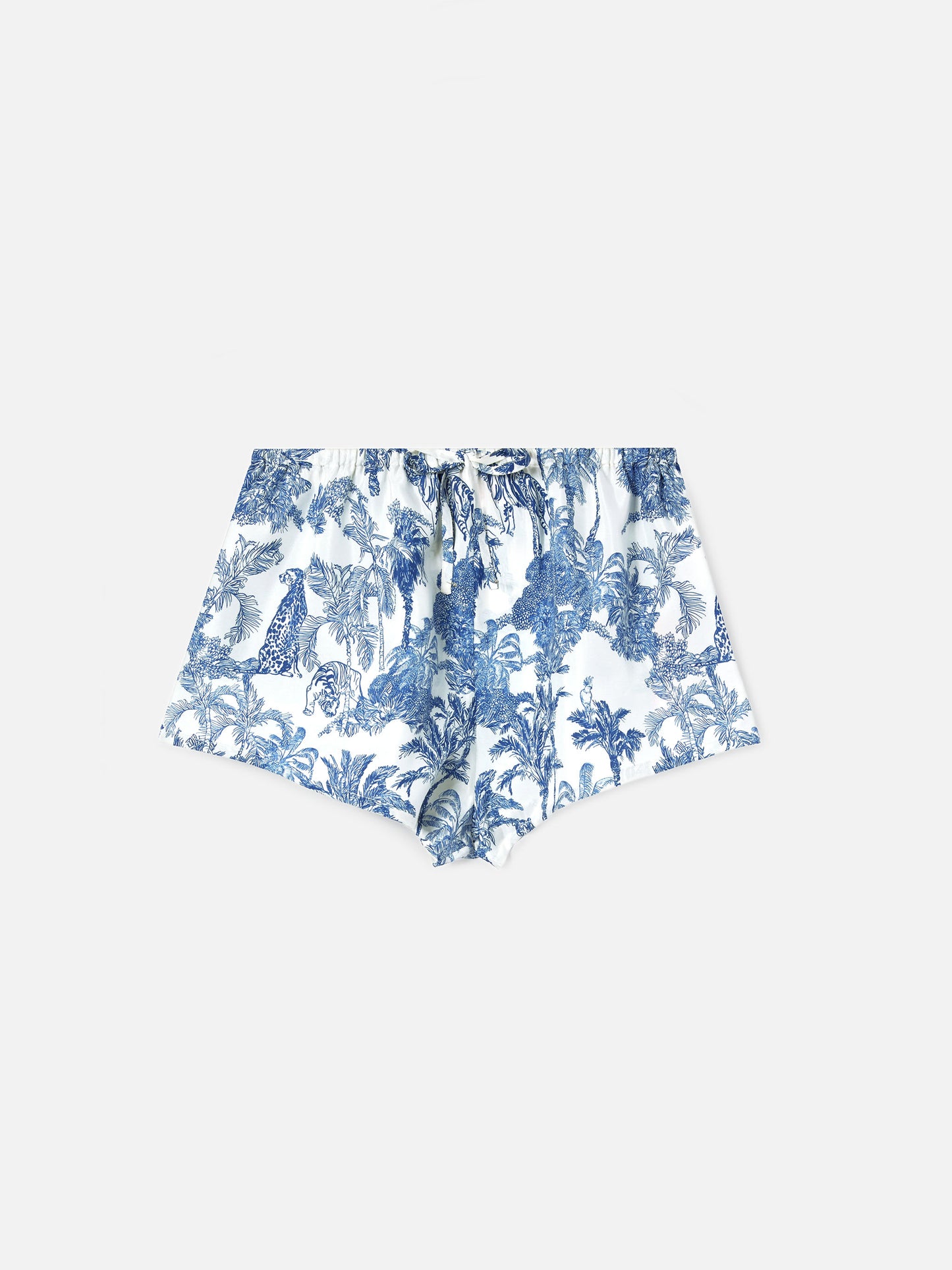 Kammy silk shorts with toile de Jouy print