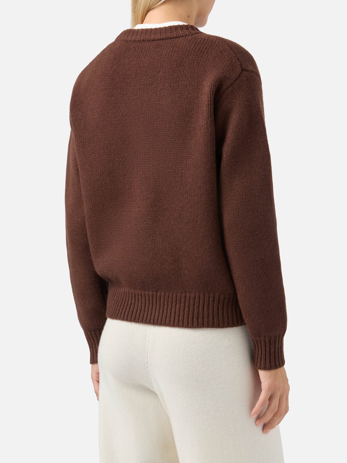 Maglione Kyla in lana marrone con jacquard Spritz