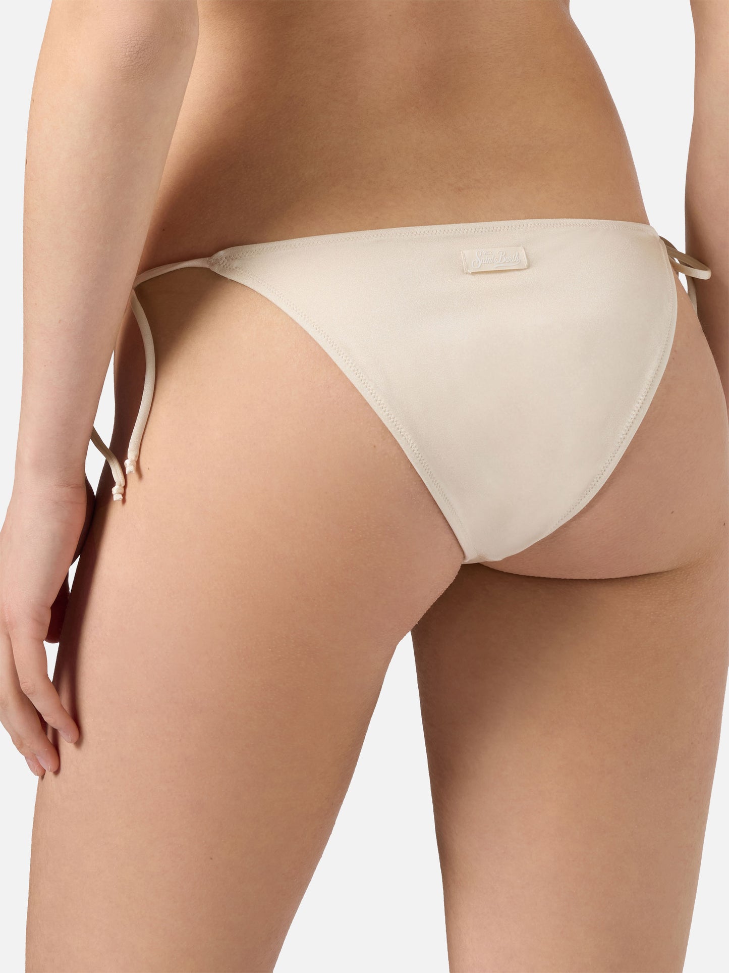 Bikini Leah Teen con acabado brillante y pedrería de strass con motivo de cebra