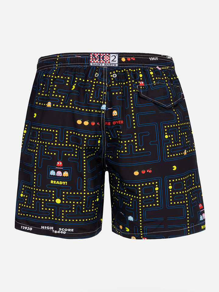 Lightweight fabric swim-shorts Lighting with Pac-Man print|PAC-MAN SPECIAL EDITION - MC2 Saint Barth