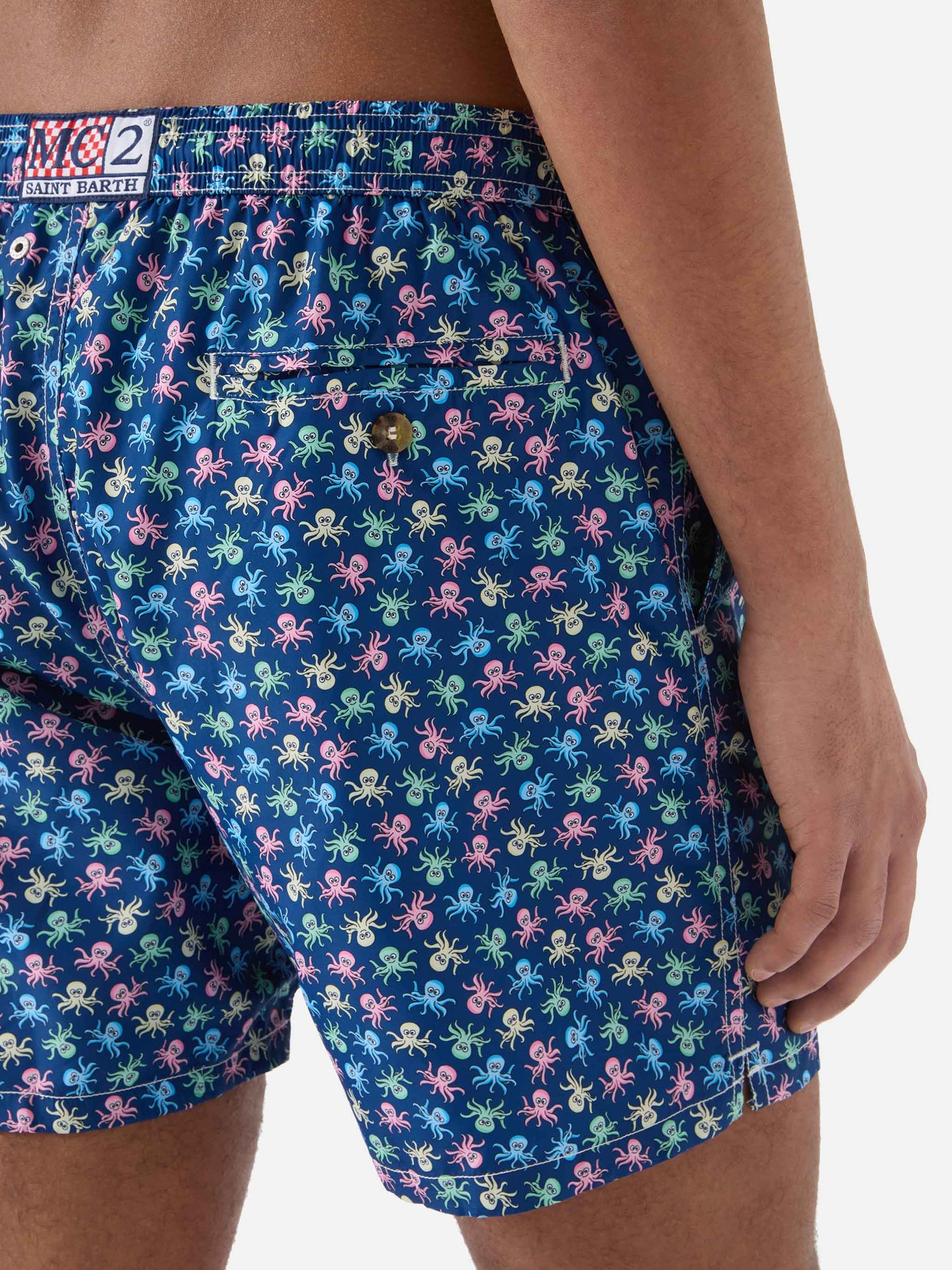 Bañador corto Micro Lighting Navy con estampado integral de pulpos
