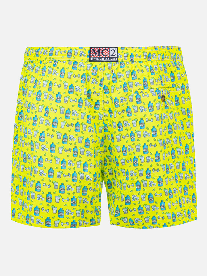Man light fabric swim shorts with gin and gym print - MC2 Saint Barth