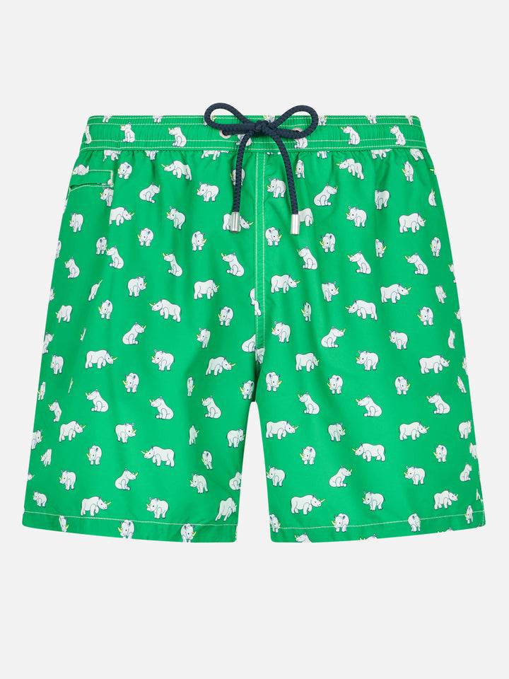 Man lightweight fabric swim-shorts Lighting Micro Fantasy with padel print - MC2 Saint Barth