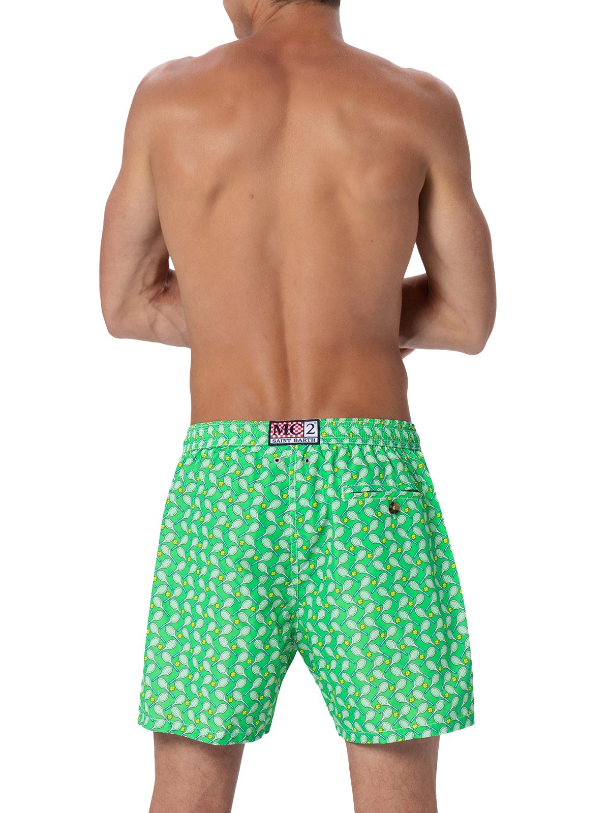 Man lightweight fabric swim-shorts Lighting Micro Fantasy with tennis print - MC2 Saint Barth