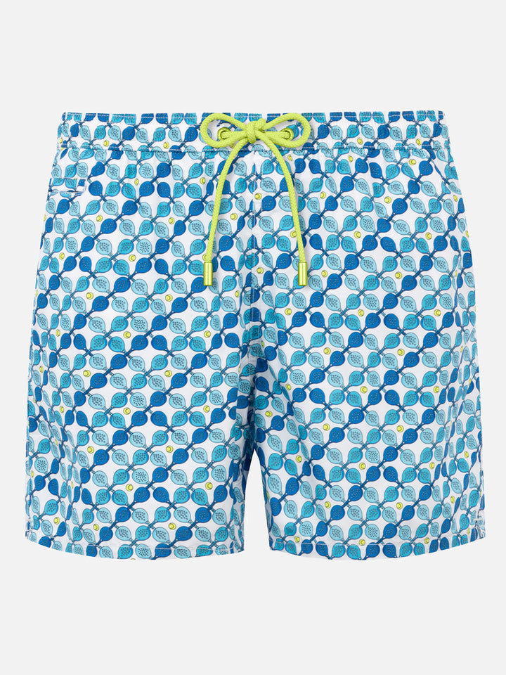Man light fabric swim shorts with padel rackets print - MC2 Saint Barth