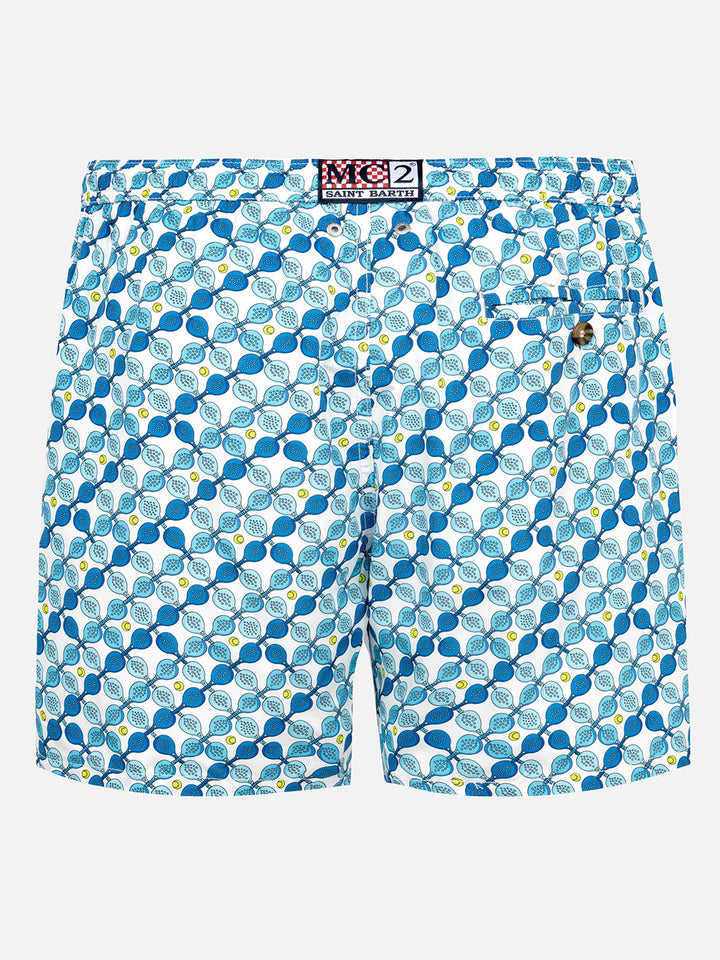 Man light fabric swim shorts with padel rackets print - MC2 Saint Barth