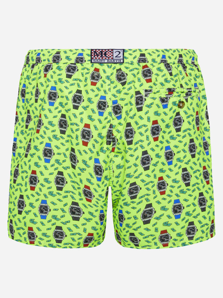 Lightweight fabric swim shorts Lighting with watch print - MC2 Saint Barth
