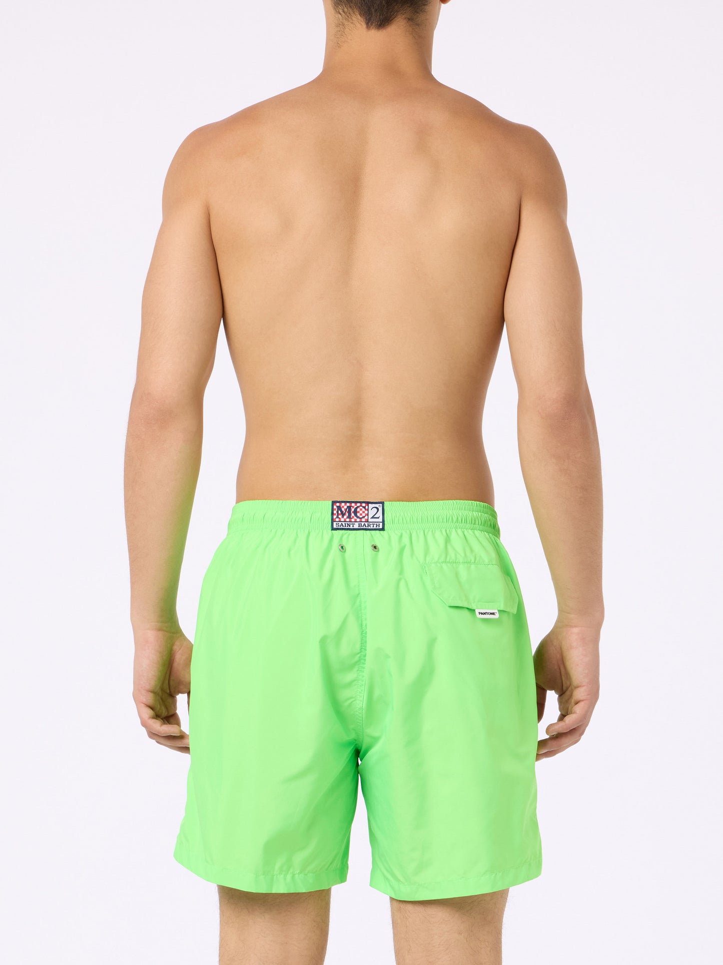 Man lightweight fabric fluo green swim shorts Lighting Pantone | PANTONE® SPECIAL EDITION - MC2 Saint Barth