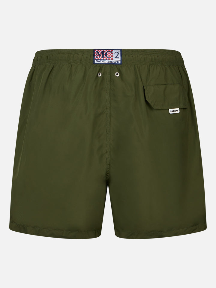 Man lightweight fabric military green swim shorts Lighting Pantone | PANTONE® SPECIAL EDITION - MC2 Saint Barth