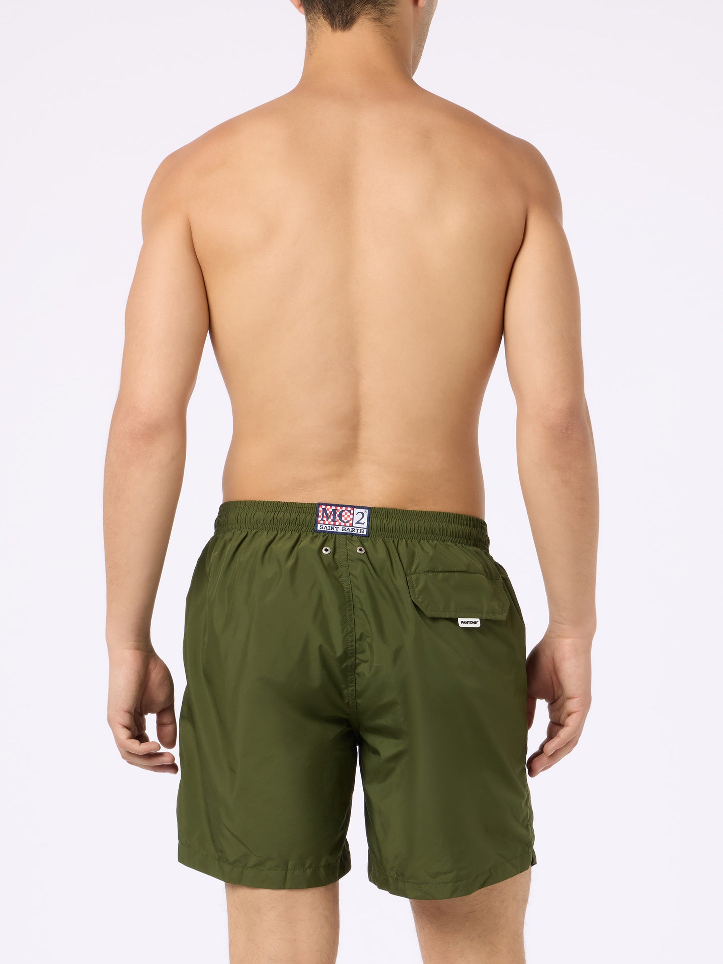 Man lightweight fabric military green swim shorts Lighting Pantone | PANTONE® SPECIAL EDITION - MC2 Saint Barth