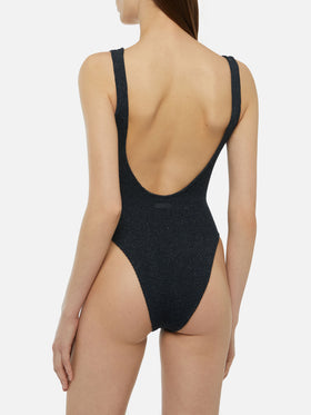 Lora crinkle lurex black one-piece swimsuit - MC2 Saint Barth