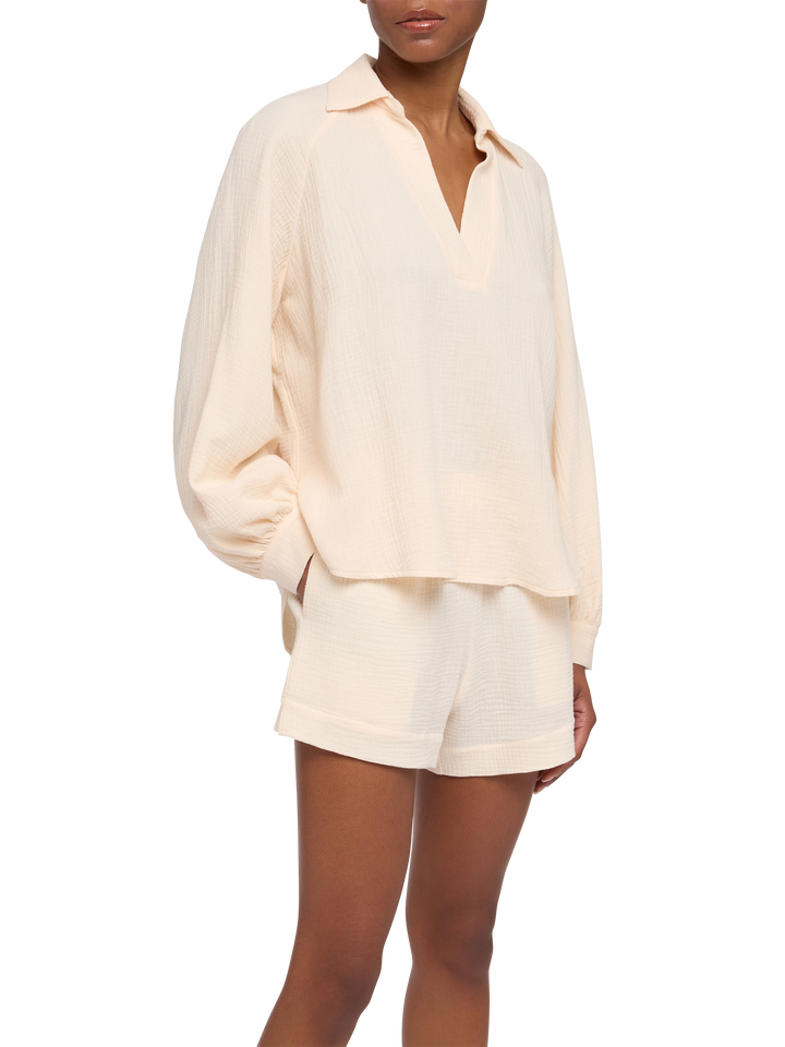 Blusa in mussola color off-white Maira