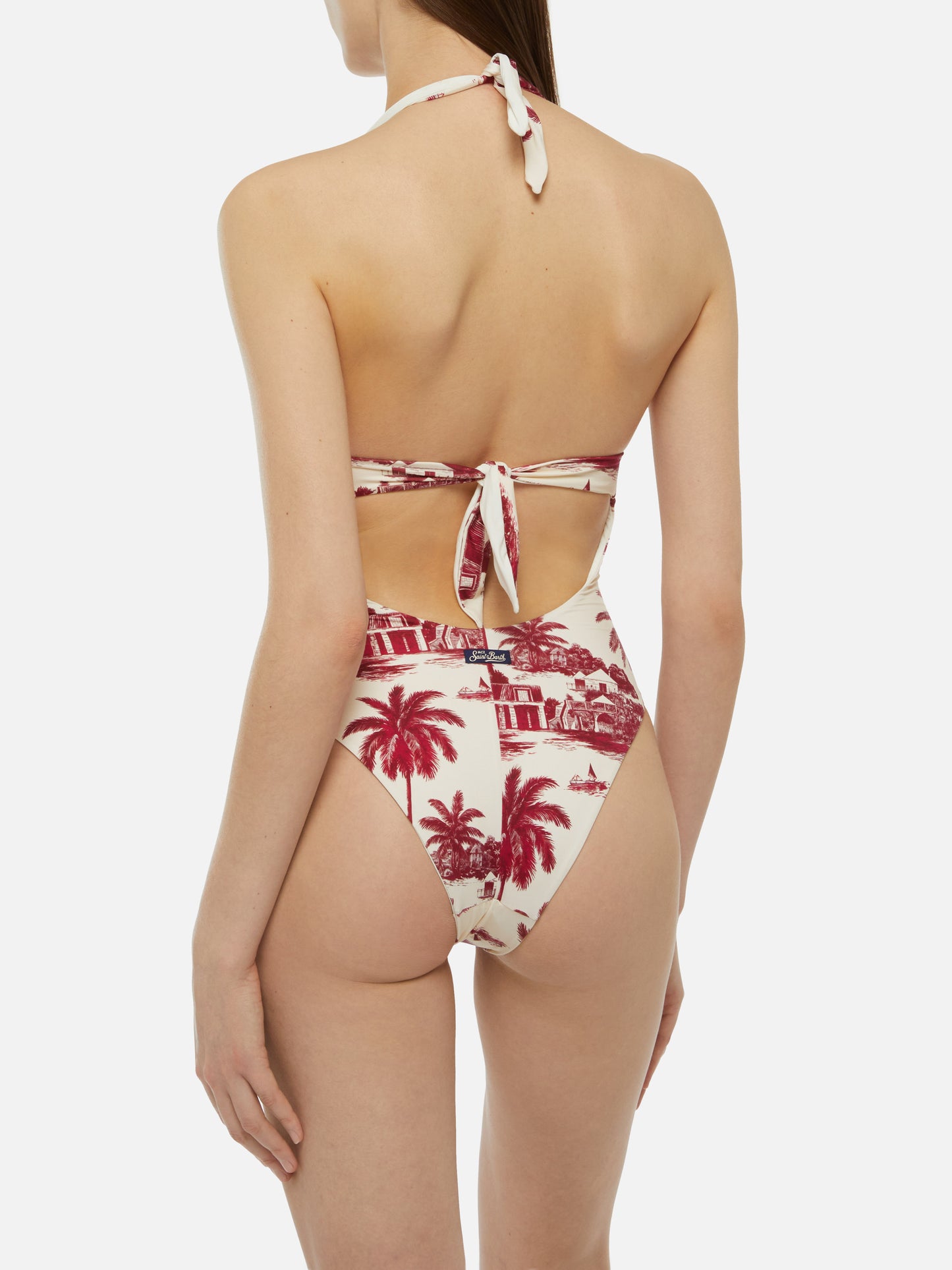 Marylin one-piece swimsuit with toile de jouy print | AI CO-CREATED DESIGN BY RICKDICK - POWERED BY RED-EYE - MC2 Saint Barth