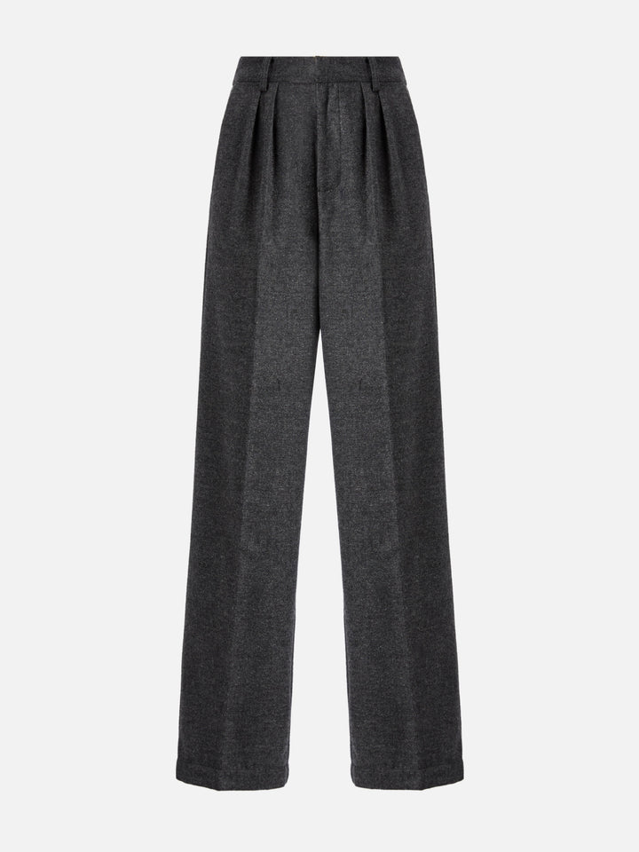 Marcel straight-leg trousers in pure wool grey melange with pleats