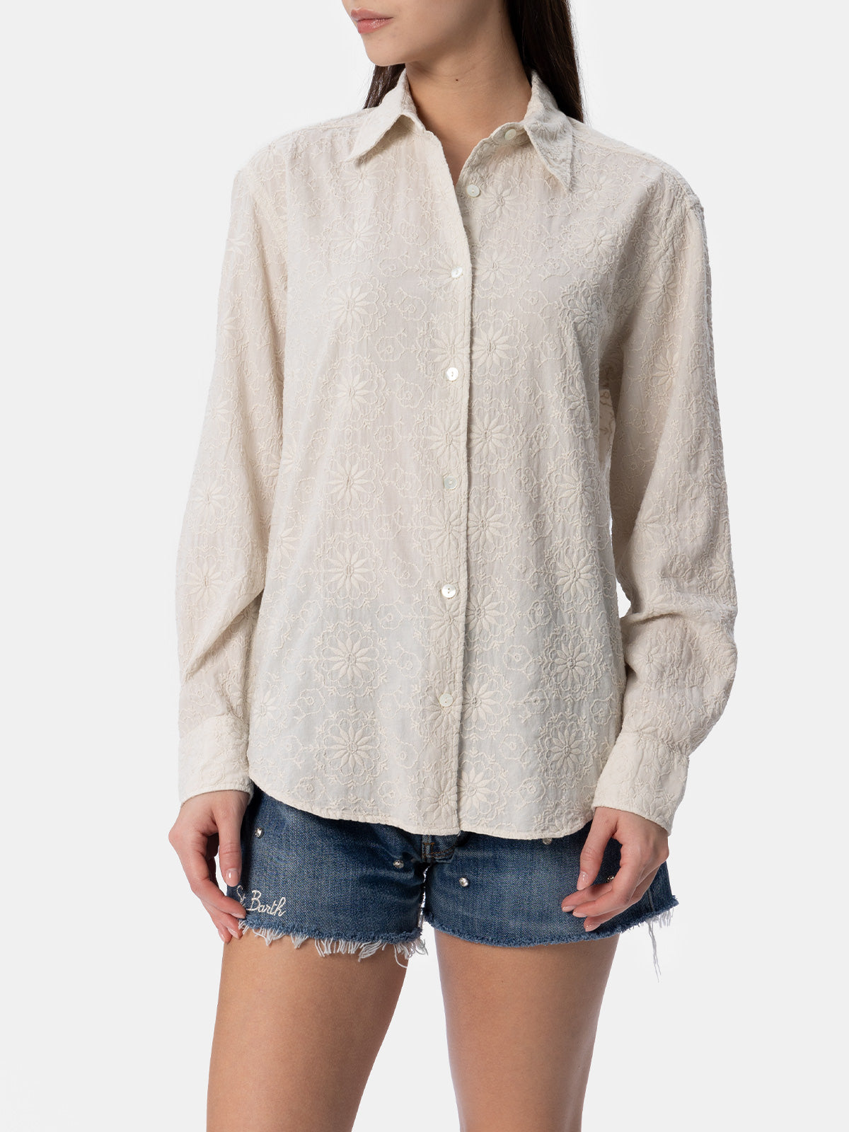 Woman classic Sangallo cotton shirt Meredith - MC2 Saint Barth