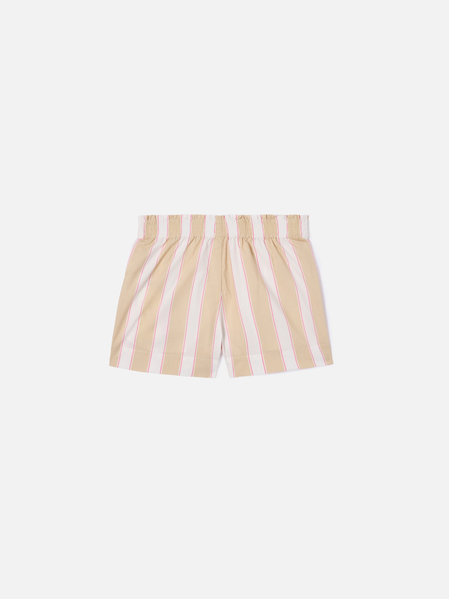 Short en popeline de coton Meave Jr à rayures beige, blanches et roses