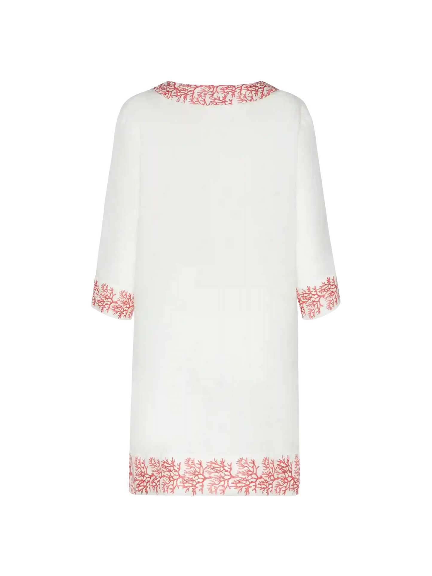 Macha linen tunic dress with coral print - MC2 Saint Barth