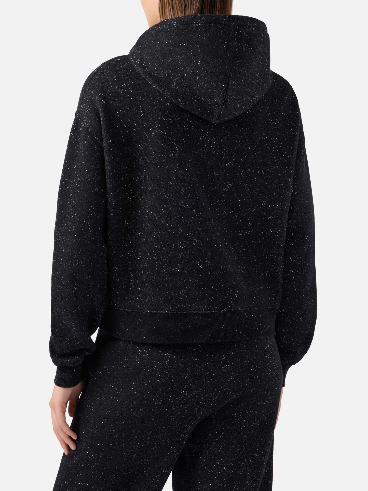Sudadera con capucha Mindy en mezcla de algodón-lúrex negro
