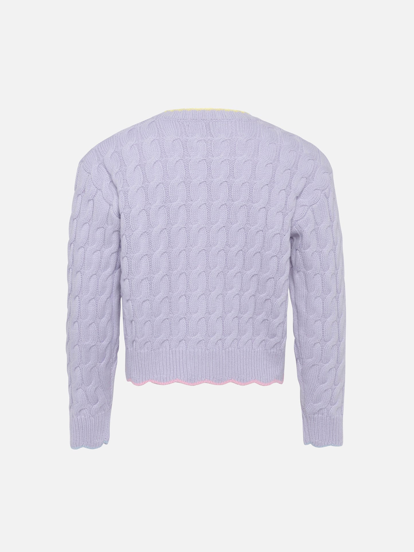 Girl lilac wavy cable knit cardigan Mallery with contrast buttons and details - MC2 Saint Barth